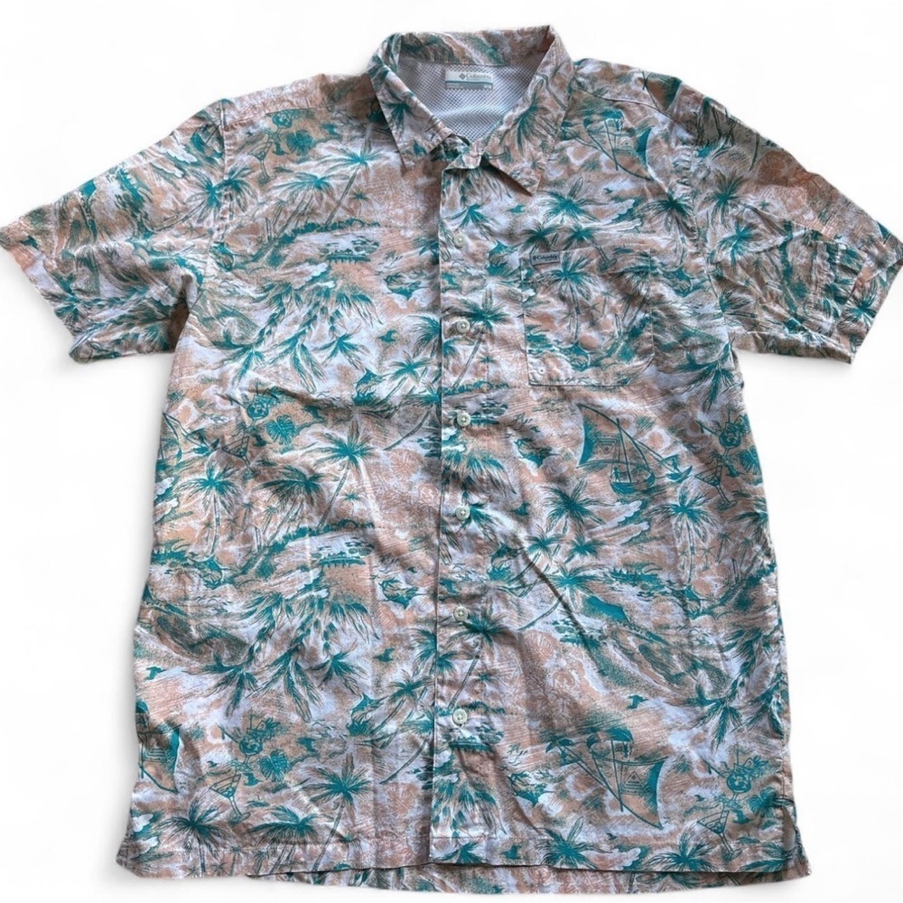 Columbia PFG Vented Tropical Fish Hawaiian Pattern Men's Size L ButtonUp Shirt